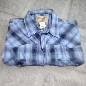 Wrangler Western Pearl Snap Shirt XXL 2XL Sawtooth Pockets